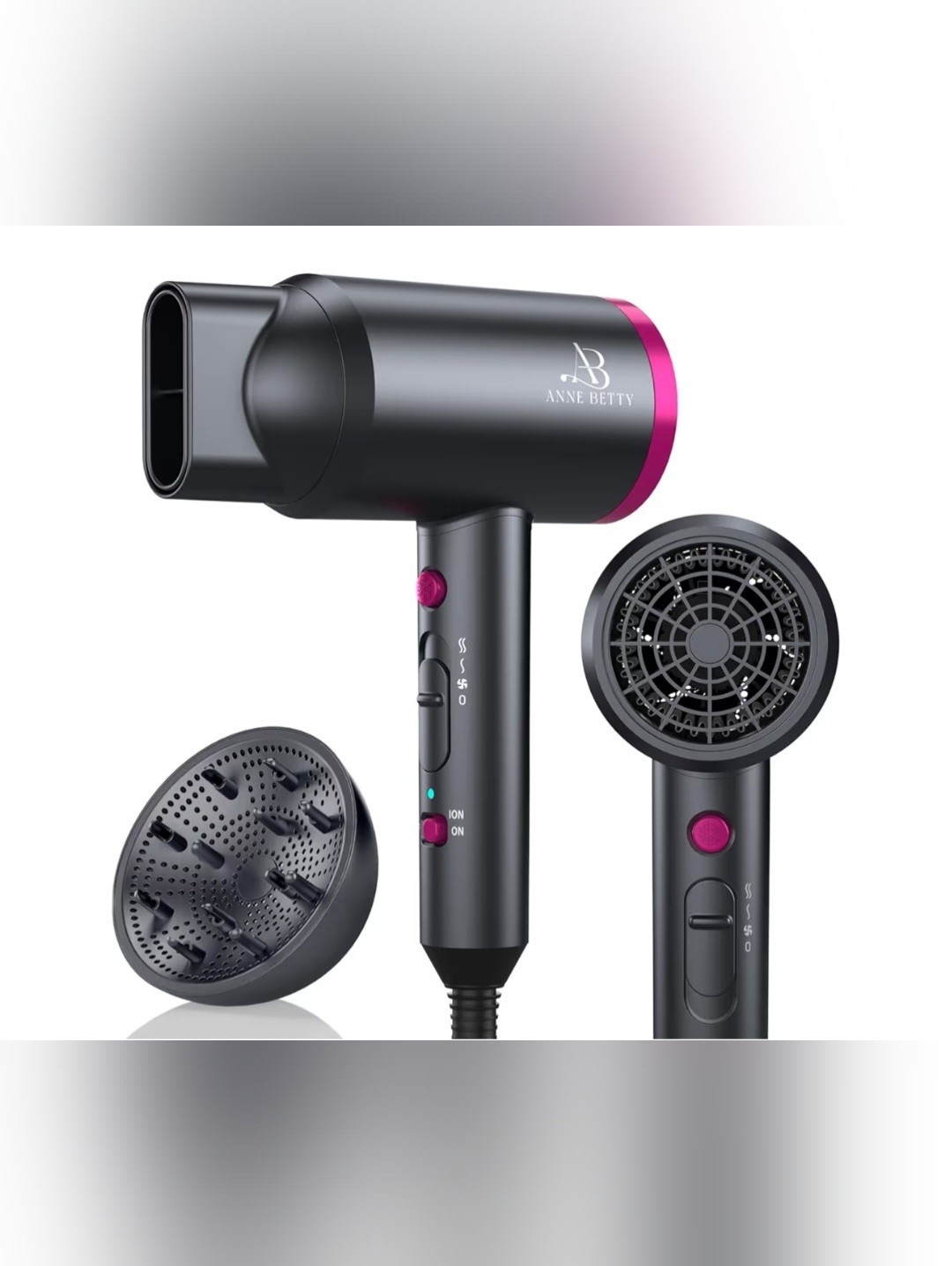 New In Box Anne Betty Ionic Hair Dryer With Diffuser